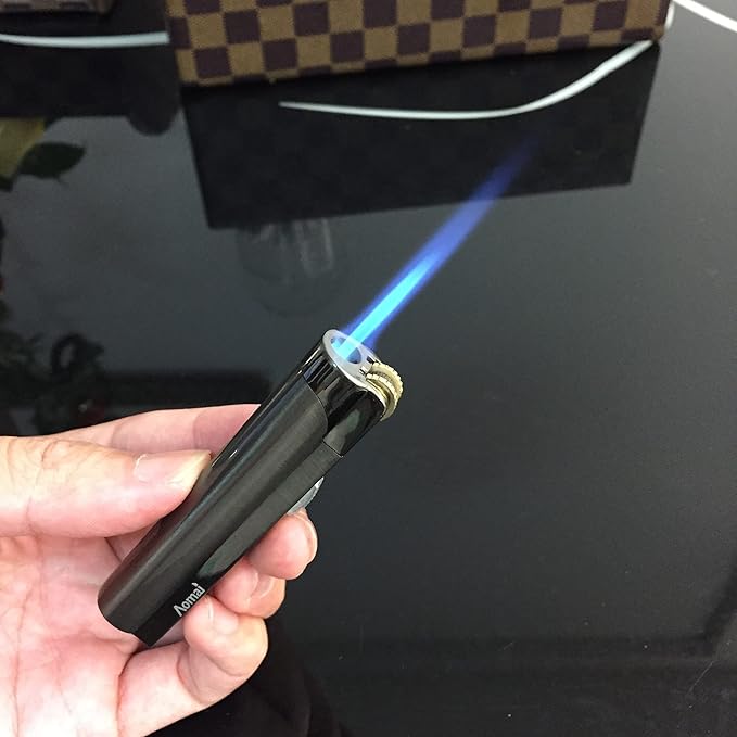 5 Pack Butane Torch Lighter Jet Flame Lockable Portable Adjustable Lighter with Fuel Visible Tank No Gas (5 Colors)
