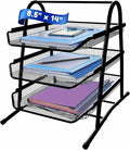 Performore 3-Tier Stackable Paper Tray Organizer for Desk - Black Metal File Rack for Legal-Size Paper (14"x8.5"), Document Holder & Desktop Storage for Office, Home, or School Organization