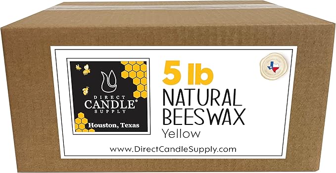 Direct Candle Supply 5lb Yellow Beeswax Pellets, Candle Wax, Bees Wax, Beeswax Pellets Candle Wax for Candle Making, Organic Beeswax, Bees Wax Pellets Melts, 100% Natural Beeswax for Candle Making