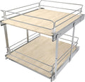 2 Tier Pull Out Cabinet Organizer 20" W X 22" D, Slide Out Drawers For Kitchen Cabinets, Pull Out Drawers For Cabinets Capacity Heavy Duty Caddy, Cabinet Pullout Shelves Wood Chrome, Pantry Storage