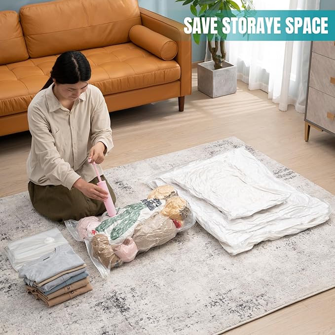 Vacuum Storage Bags for moving, Vacuum Seal Bags for Memory Foam, Latex, Clothing & Bedding, Space Saver Bags for Organization and Storage (Medium)