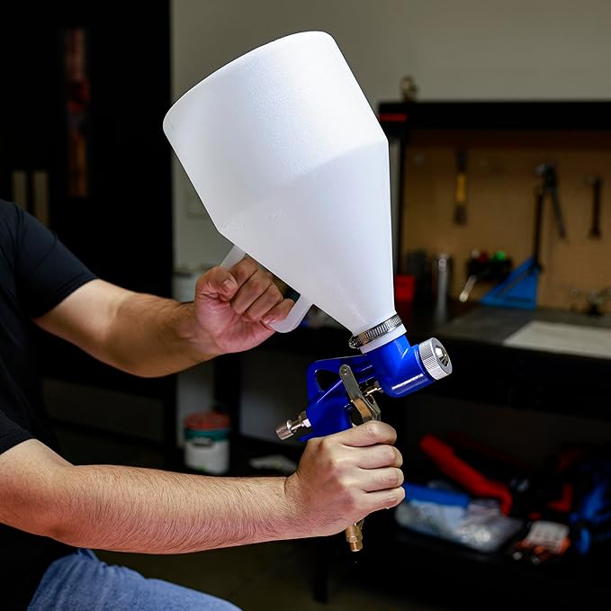 NEIKO 31227A Drywall Texture Sprayer, Air Texture Gun with 1.2 Gallon Hopper Gun, 3 Nozzles: 4 mm, 6 mm, 8 mm, Stucco Mud or Popcorn on Walls and Ceiling, Knockdown, Spray Gun with Handle