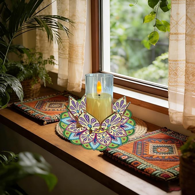 5D DIY Diamond Art Painting PVC Flower Candle Holders Tealight/Tea Light/Votive Candle Holder, for Table Centerpiece Home Décor Party Wedding Dinning-Flower-13