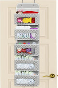 Simple Houseware 5 Clear Window Pocket Over Closet Door Storage Hanging Organizer for Bedroom, Bathroom, Pantry, Geometric Gray
