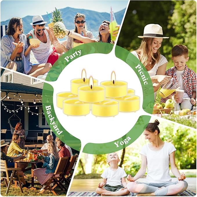 3.5-Hour 50Pack Citronella Tealight Candles, Outdoor and Indoor Summer Scented Candle,Natural Soy Wax Candle for Home Patio Garden Yard Balcony,BBQ Birthday Emergency.