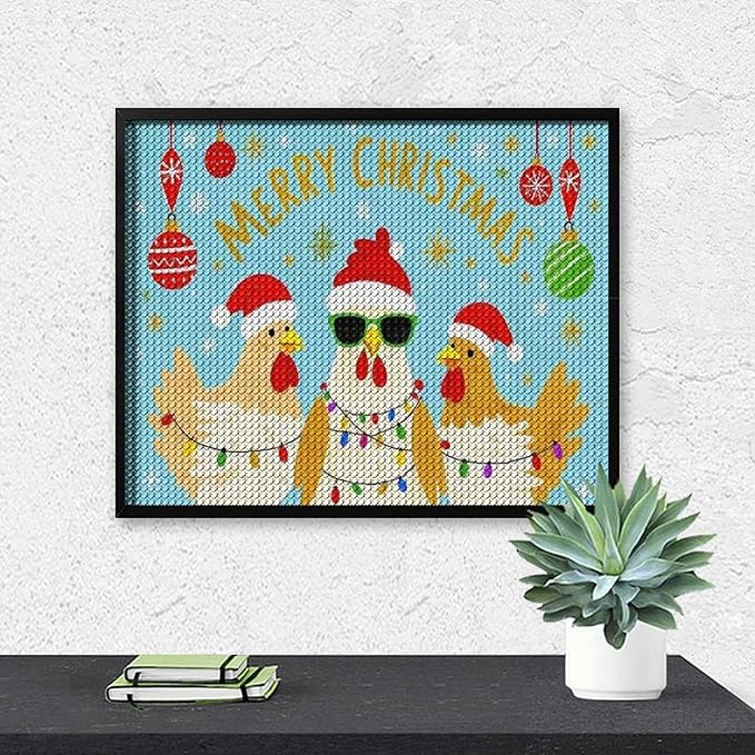 AIVKIEJK Diamond Painting Kits for Adults - Christmas Rooster Santa Hat & Fashion Glasses Painting DIY 5D Full Drill Diamond Dots Paintings with Diamonds Gem Art and Crafts Home Decor 16"x20"