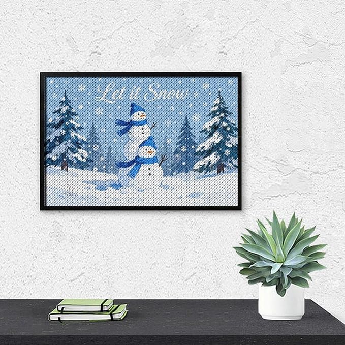 AIVKIEJK Diamond Painting Kits for Adults - Merry Christmas Snowman Winter Painting DIY 5D Full Drill Diamond Dots Paintings with Diamonds Gem Art and Crafts Home Decor 8"x12"