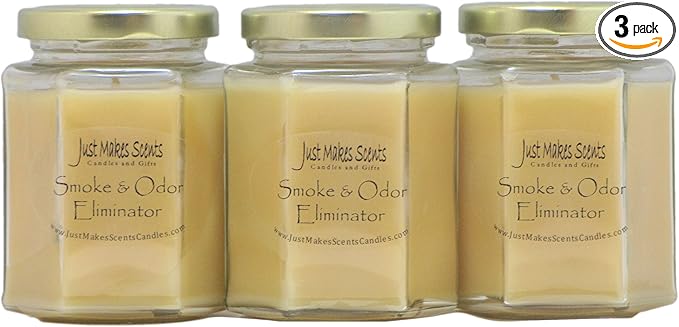 3 Pack - Smoke and Odor Eliminator Candle - Odor Eliminating Scented Candles for Home - Neutralizes Cigarette, Food, and Pet Smells | Natural Soy Wax Candle, Hand Poured in The USA
