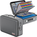 DocSafe Fireproof Document Box with Lock, Hard Case File Organizer with Accordion File Folder, Fireproof Water Resistant Safe Box Home Office Travel Storage for Important Documents Laptop Gray
