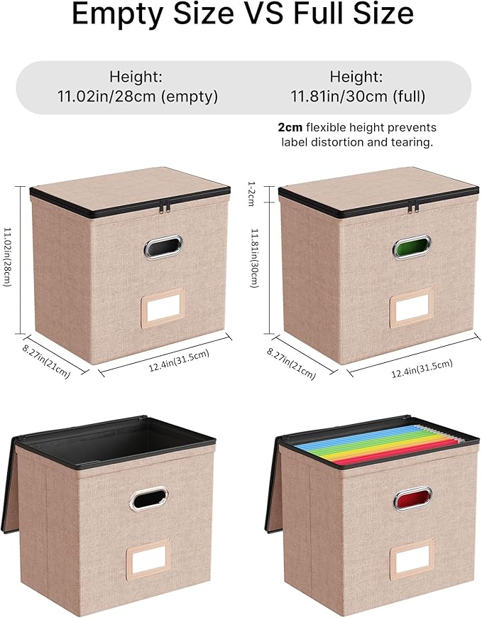 Oterri File Organizer Boxes with Lids, File Box with Mesh Pockets, Document Organizer Box for Letter Size Folders, Zippers Important Document Organizer (Coral, Small-1 Pack Without Folders)