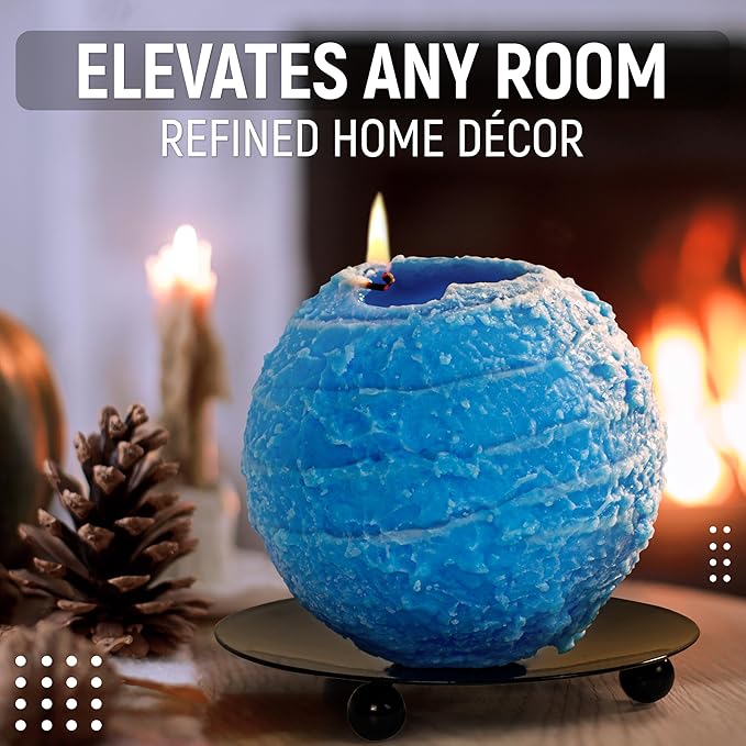 Spiral Light Candles Burn Around, Unscented Unique Shaped Decorative Candle on Metal Base, 4.5" Blue Beeswax Soy Wax Candle, 4h Burn, Twisted Wave Design, Gifts for Him Her, 10oz