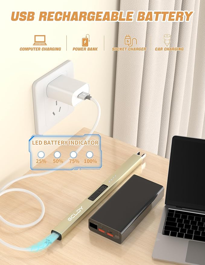 2 Pack Electric Candle Lighter, Gifts for Her/Him, USB Arc Rechargeable Windproof Long Lighter for Candle, Best Stocking Stuffers 2025, Birthday Gift for Women Men Mom Wife Sister,Gift for Sister