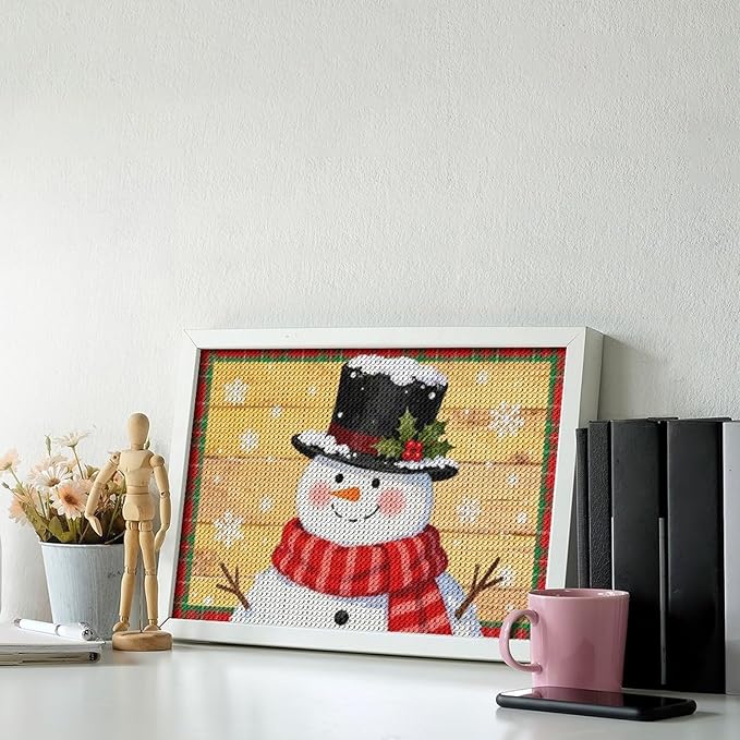 AIVKIEJK Diamond Painting Kits for Adults - Festive Snowman Red Scarf Painting DIY 5D Full Drill Diamond Dots Paintings with Diamonds Gem Art and Crafts Home Decor 8"x12"