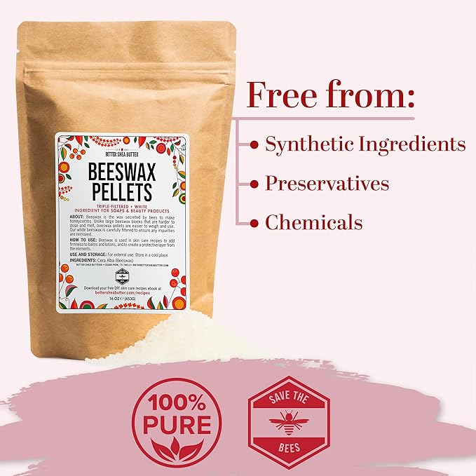 White Beeswax Pellets for Skin and Candle Making | Skin and Hair Beeswax for DIY | Moisturize and Protect Skin and Hair | Easy to Measure and Melt Beeswax Pastilles | 1 LB (16 oz)