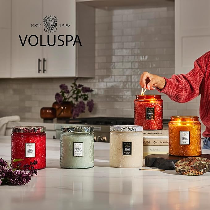 Voluspa Spiced Pumpkin Latte, Large Candle Jar, 18 oz, 100 Hour Burn Time, All Natural Wicks and Coconut Wax for Clean Burning, Vegan, Poured in The USA