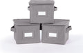 Covermates Keepsakes Zip-Top Storage Box Set, 3 Pack Heavy Duty Polyester Organizer Bins, Stackable Design, ID Window, Reinforced Handles, Closet Home Storage, Graphite