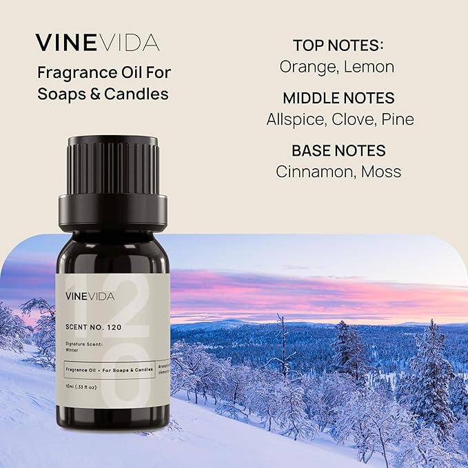 VINEVIDA [10 ml] Winter; Fragrance Oil for Candle Making and Soap Making - Premium Candle Scents for Soy Candles