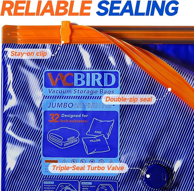Vacbird Vacuum Storage Bags with Rechargeable Cordless Pump,15 Pack 3 Size Compression Packing Cubes Seal Bags, Space Saver for Clothes and Clothing Blankets Organization Space Saving