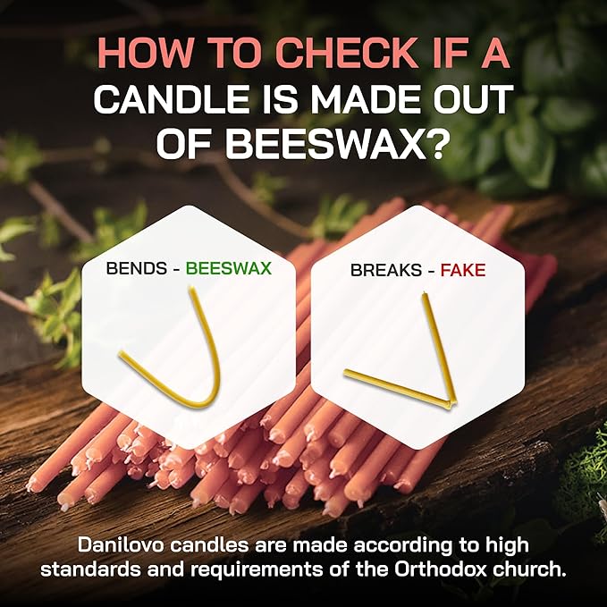 Danilovo Thin Taper Beeswax Candles - Honey-Scented, Decorative Candles Ideal for Birthday Decoration or Church Prayers - Pink Drip Free, Tall & Smokeless Pack of 50 pcs, 7.3 x 0.24 inch