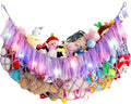 Large Stuffed Animal Net or Hammock with Led and Mesh Ribbon Wall Hanging Toy Net for Stuffed Animals Creative Stuff Animal Storage Ideas Macrame Toy Hammock Stuffed Animal Hammock-Purple