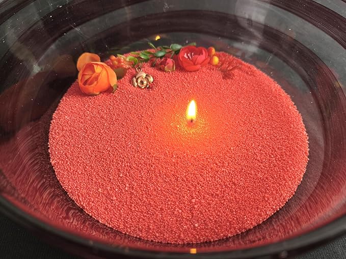 DRMAISON Pearled Candle Wax Sand DIY Kit - 35.3 oz, Watermelon Red, Non-Toxic&Smoke-Free, Refillable with 60 Wicks, Long-Lasting Flame, Highly Customizable for Wedding, Party&Holiday Decor