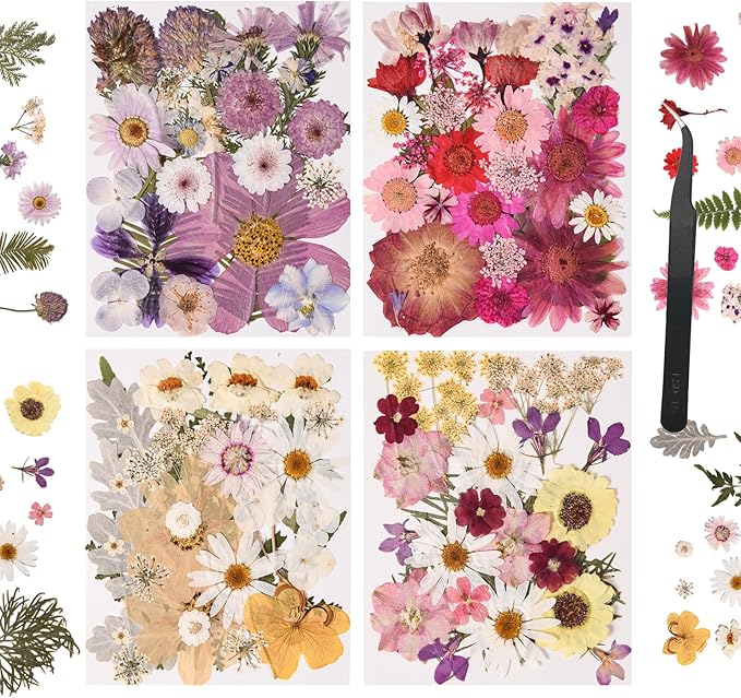 110 PCS Pressed Flowers for Resin molds Real Dried Flower Leaves for Resin Jewelry Making Dry Flowers for Scrapbooking Crafts DIY Soap Candles Making Nails Décor (Colorful-e)