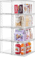 Clemate 8Pack Stackable Kitchen Storage Organizer, Pantry Organizers and Storage, Clear Foods Organizer Bins with Handles, Easily Assemble for Bathroom, Kitchen, Pantry, Cabinet, Closet
