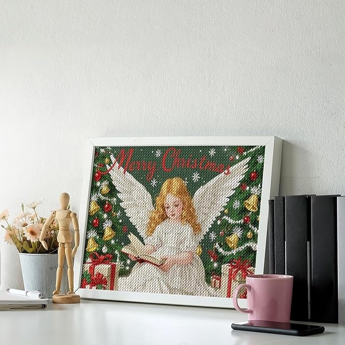 AIVKIEJK Diamond Painting Kits for Adults - Merry Christmas Angel Welcome Painting DIY 5D Full Drill Diamond Dots Paintings with Diamonds Gem Art and Crafts Home Decor 12"x16"