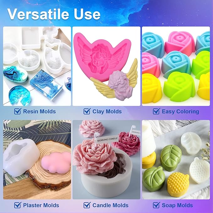 CHANGTIKEJI Silicone Mold Making Kit 84oz 10A Elastic Liquid Silica Gel,Translucent Fast Cure Platinum Silicone Rubber for Silicone Molds,3D Molds,Resin Molds