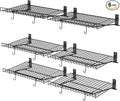 6 Pack Foldable Wall Shelf, Wall Mounted Garage Storage Shelves, Heavy Duty Wall Shelving Supports Up To 270 LBS. Floating Shelves With 12 Hooks Metal Storage Rack for Office, Kitchen and Laundry Room