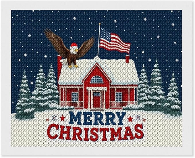 AIVKIEJK Diamond Painting Kits for Adults - American Red House, Snowflakes, Merry Christmas Painting DIY 5D Full Drill Diamond Dots Paintings with Diamonds Gem Art and Crafts Home Decor 16"x20"