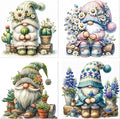 Diamond Art Kits for Adults, 4 Pack Spring Gnomes Diamond Painting Kits for Adults, 5D Round Full Drill Paint with Diamonds Gem Art Dots Crafts Painting Set for Home Wall Decor Gifts 12x12inch