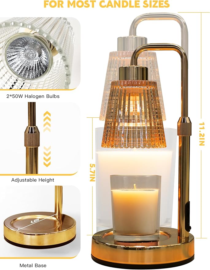 GODONLIF Candle Warmer Lamp with Timer Dimmable, Birthday Gifts for Women Mom, House Warming Gifts New Home Decor, Wax Melt Warmer for Jar Candles with 2 Bulbs