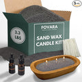Fovara - Pearled Sand Candles with Wicks, 3.3 lbs - Sand Wax Candle Kit: Wooden Dough Bowl,50 Wicks, Jasmine & Lavender Scented Oil - Long-Lasting Candle Beads, Non-Toxic, Reusable Candles - Black