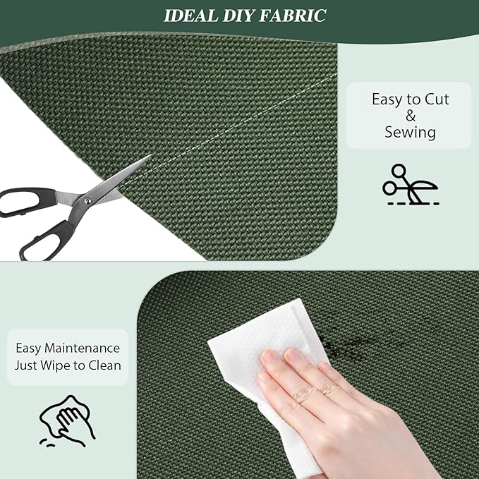 ANMINY 100% Waterproof Outdoor Fabric 8 Yards, 58" W 600D Marine Canvas Fabric with PVC Backing, Ripstop Upholstery Material by The Yard for Furniture Boat Covers Tent Awning, Army Green