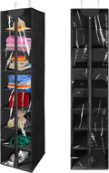 Coastal Rose 8 Tier Clear PVC Hanging Organizer With Zipper, Sweater Storage Shelves With Cover, Shoe Organizer for Closet, Black