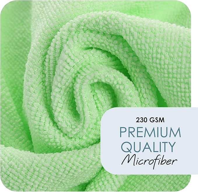 Hearth & Harbor Microfiber Cleaning Cloth, Microfiber Towels for Cars 144 Pack Washcloths, Green Cleaning Rags, Reusable Microfiber Towel, Microfiber Cloth Rags for Cleaning, Lint Free Cloth