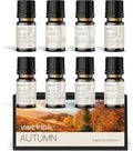 VINEVIDA [Set of 8] Autumn Scents for Candle Making, Made in USA Candle Fragrance Oil, Soap Making Essential Oils, Diffuser Oil Scents