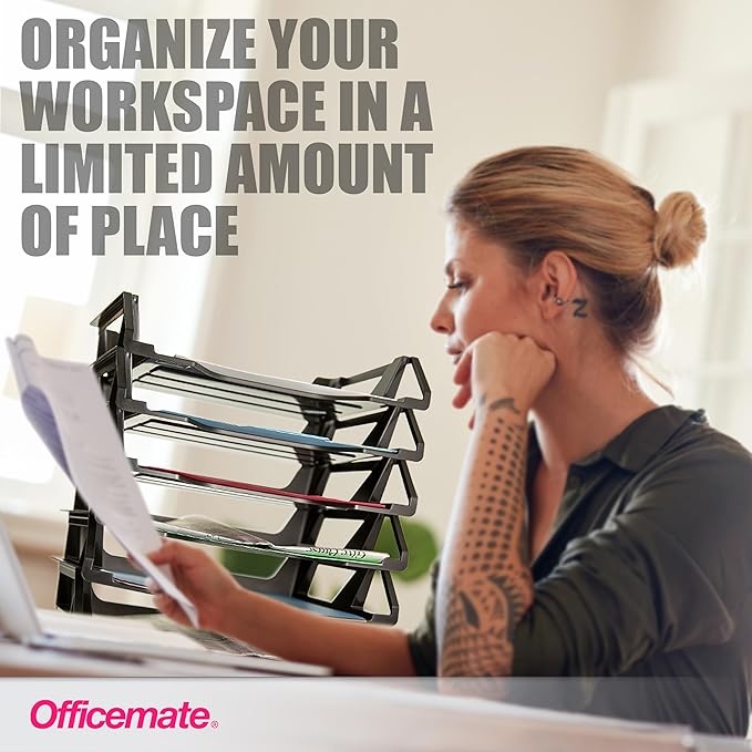 Officemate Recycled Desk Tray, Side Load, 15 1/8 x 8 7/8 x 15, Letter/A4, 6/PK (26212)