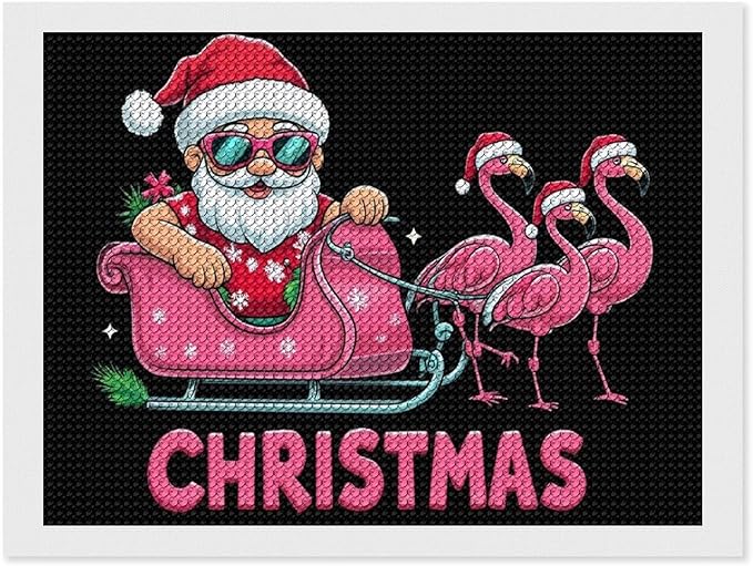 AIVKIEJK Diamond Painting Kits for Adults - Christmas Santa Flamingo Xmas Painting DIY 5D Full Drill Diamond Dots Paintings with Diamonds Gem Art and Crafts Home Decor 12"x16"