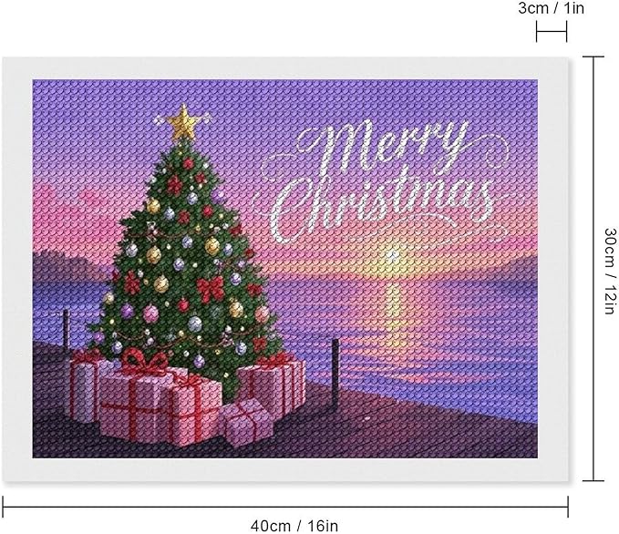 AIVKIEJK Diamond Painting Kits for Adults - Merry Christmas Coastal Winter Beach Painting DIY 5D Full Drill Diamond Dots Paintings with Diamonds Gem Art and Crafts Home Decor 12"x16"