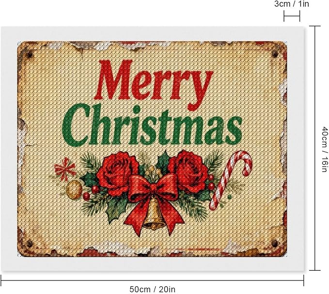 AIVKIEJK Diamond Painting Kits for Adults - Merry Christmas Santa, Holly & Vintage Painting DIY 5D Full Drill Diamond Dots Paintings with Diamonds Gem Art and Crafts Home Decor 16"x20"