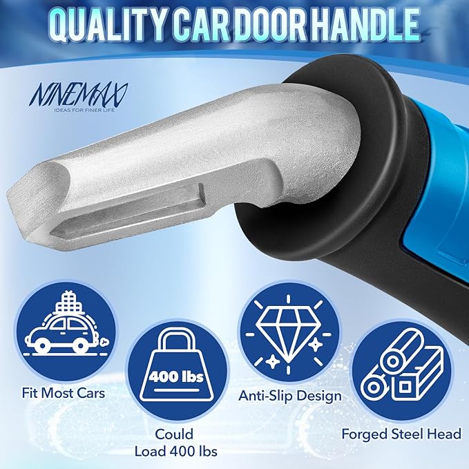 NINEMAX Car Door Handle for Elderly Car Handle Assist Support, Auto Grab Handles, Portable Car Door Cane for Seniors, Handicap (Black, Blue 2 pcs)
