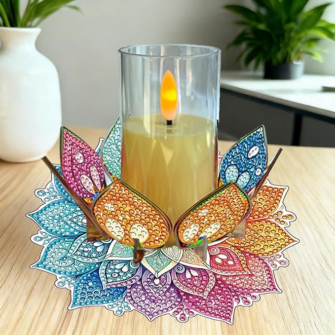 5D DIY Diamond Art Painting PVC Flower Candle Holders Tealight/Tea Light/Votive Candle Holder, for Table Centerpiece Home Décor Party Wedding Dinning-Flower-3