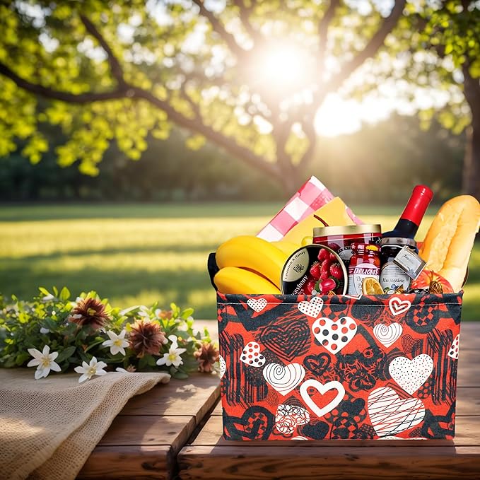 Valentine's Day Basket Gift for Empty Cute Heart Large Storage Bin for Kid and Baby Room Décor (Black and White Creative Love)