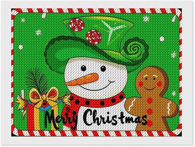 AIVKIEJK Diamond Painting Kits for Adults - Christmas Snowman Gingerbread and Candy Painting DIY 5D Full Drill Diamond Dots Paintings with Diamonds Gem Art and Crafts Home Decor 12"x16"