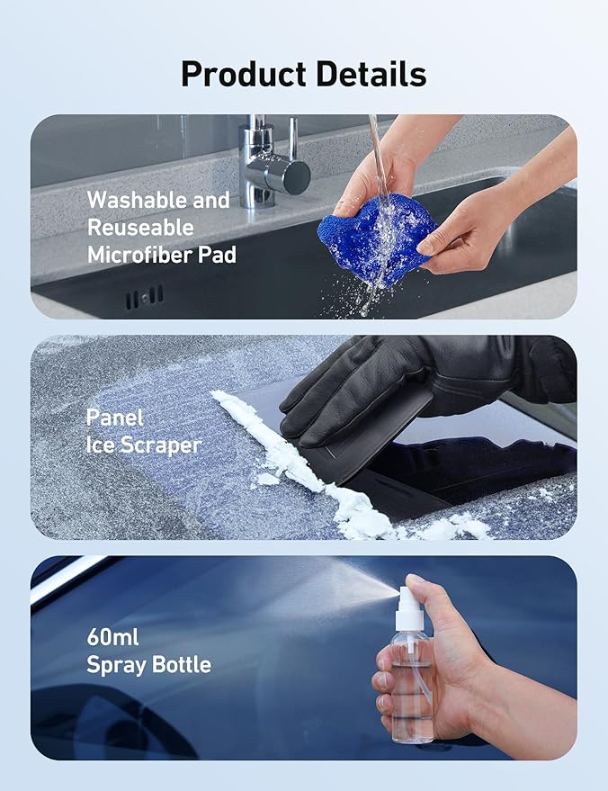AstroAI Windshield Cleaner Tool, Microfiber Car Window Cleaner with 4 Reusable and Washable Microfiber Pads and Extendable Handle Auto Inside Glass Wiper Kit, Blue