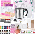 Yosamio Deluxe Soap Making Kit with Exclusive Stamp & Removable Melter–40+Pcs DIY Supplies for Adults, Easy-Clean Pot, Shea Butter & Clear Bases, Essential Oils, Molds, Dyes. Full Set for Beginners
