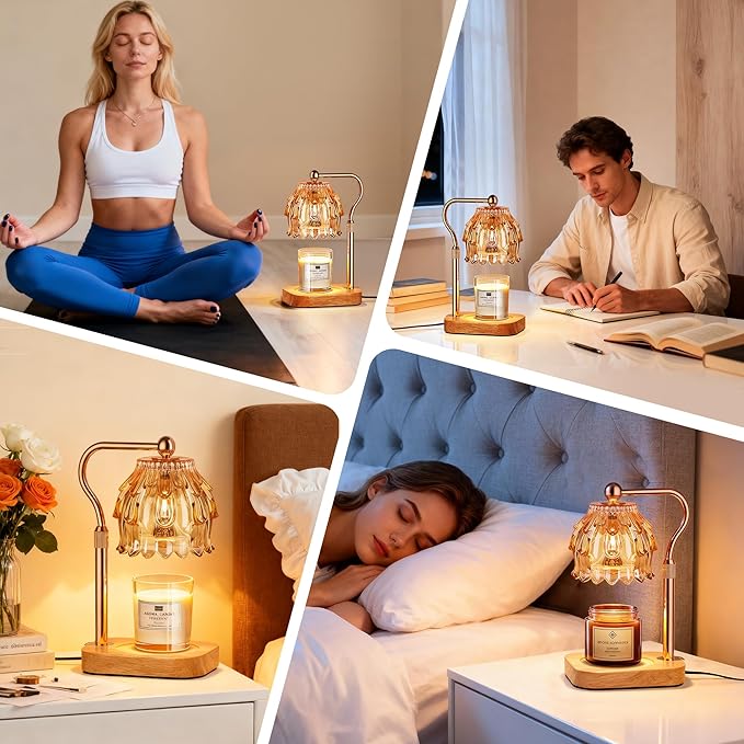 Candle Warmer Lamp with Timer - Flower Electric Wax Melter Warmer Adjustable Height for Jar Candles, Gift for Women, Mom, Christmas, Birthday,Home Decor