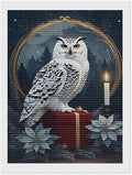 KIVJMSIDJA Diamond Art Kits for Adults Snowy Owl & Candle Glow - Winter Night Scene DIY Round Diamond Art for Home Wall Decor & Crafts Gifts 12"x16"